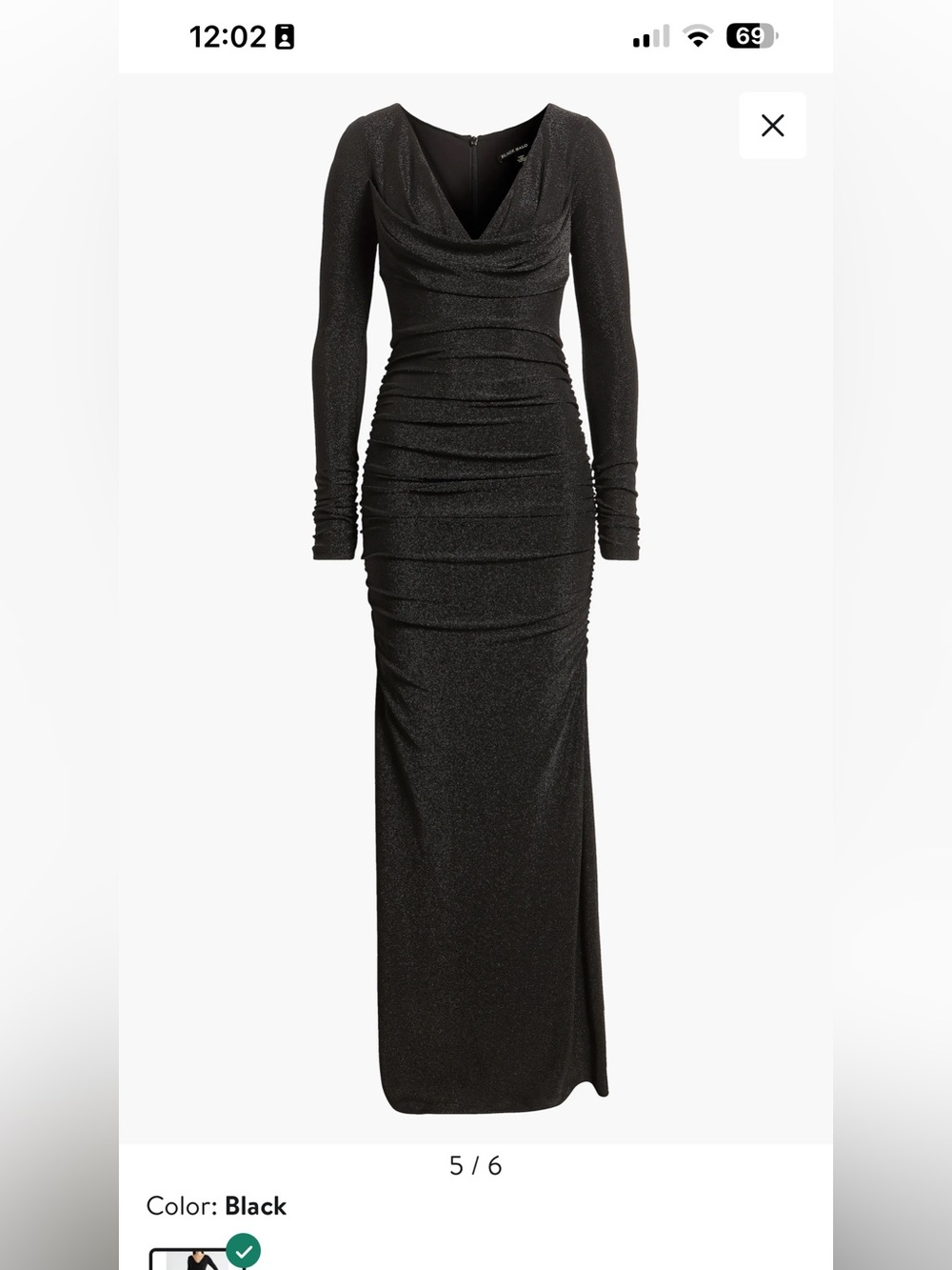 Nwt black halo Rafaela Long Sleeve Glitter Knit Gown